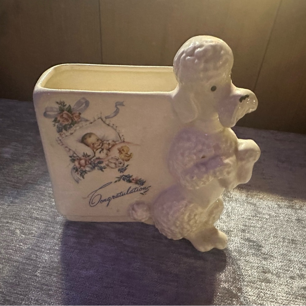 Vintage Ceramic Poodle Planter